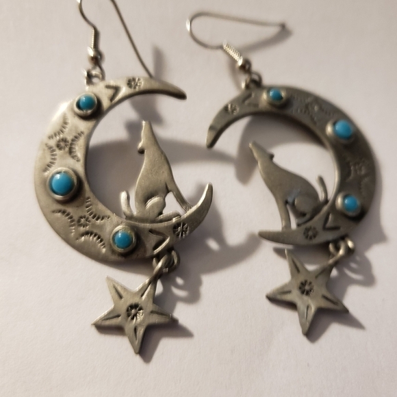 Lot of 6 Pairs Blue Earrings 2 New JJ88 Jonnette Dichroic Glass Dream Catcher - Picture 3 of 10